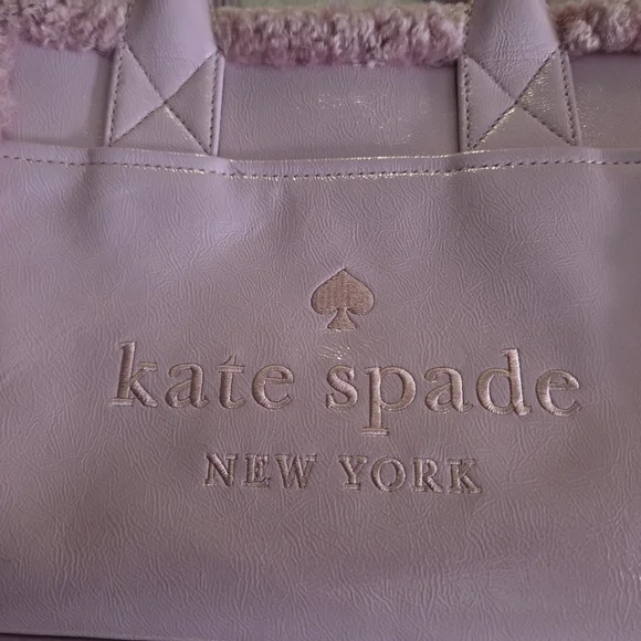 Kate Spade Jette Faux Shearling Pink Quartz Tote Bag New W/out Tags - Picture 2 of 9